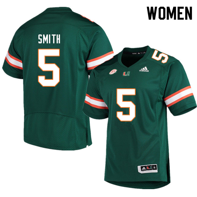 Women #5 Keyshawn Smith Miami Hurricanes College Football Jerseys Sale-Green
